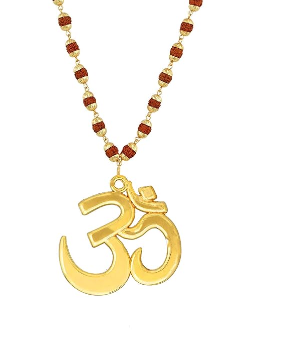 Rudraksh Gold Plated Traditional Om Inspired Mala Pendant Set for Men & Women