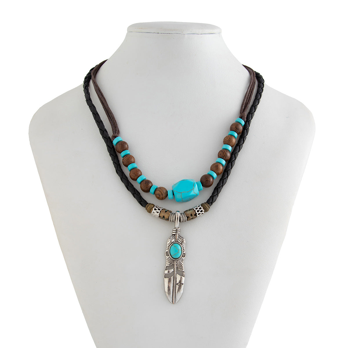 Summer Turquoise Necklace, Men's Trendy Fashion Personality, Ethnic Style, Collarbone Chain, Hip-hop, Niche Men's Accessories