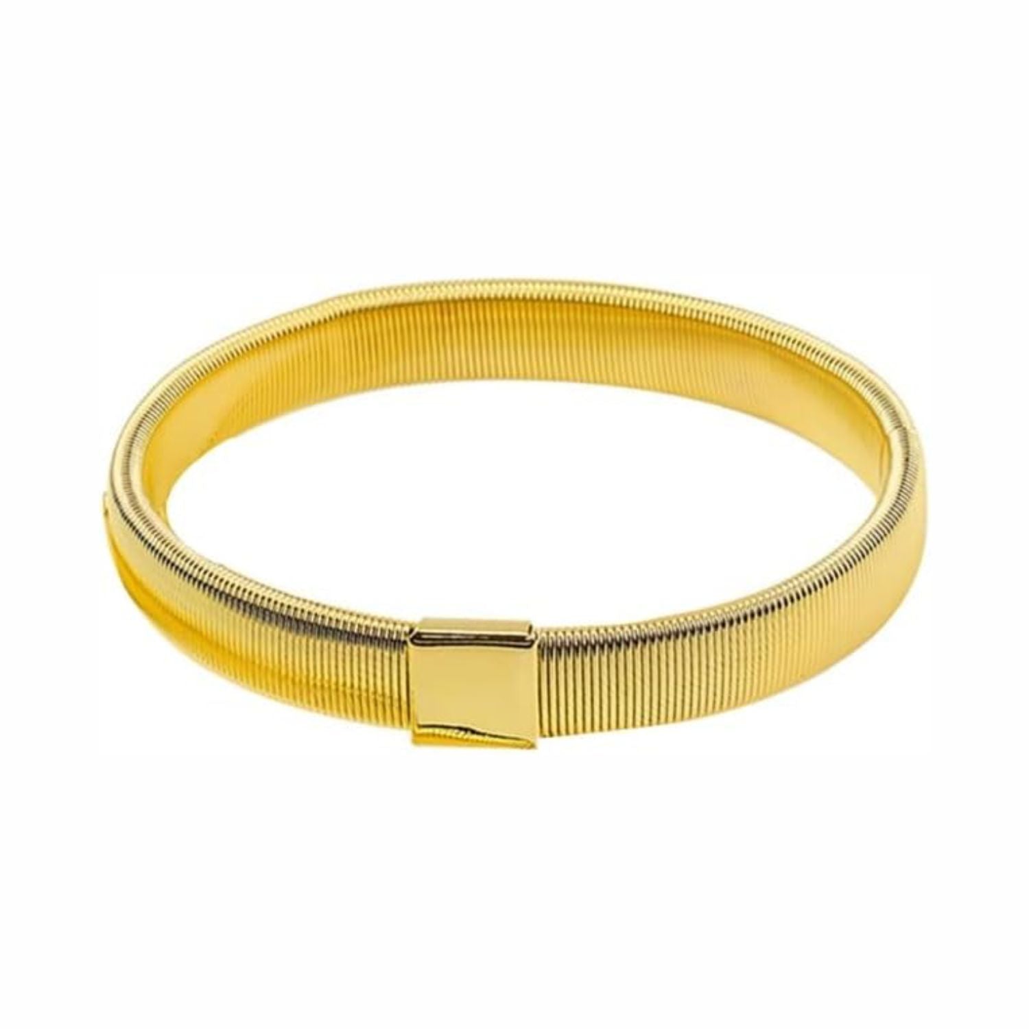 Elastic Gold-Plated Stretch Bracelet, Ribbed Design, Anti-Slip Shirt Sleeve Metal Armbands Stretch Elastic Armbands Bracelet Sleeve Holders for Men and Women
