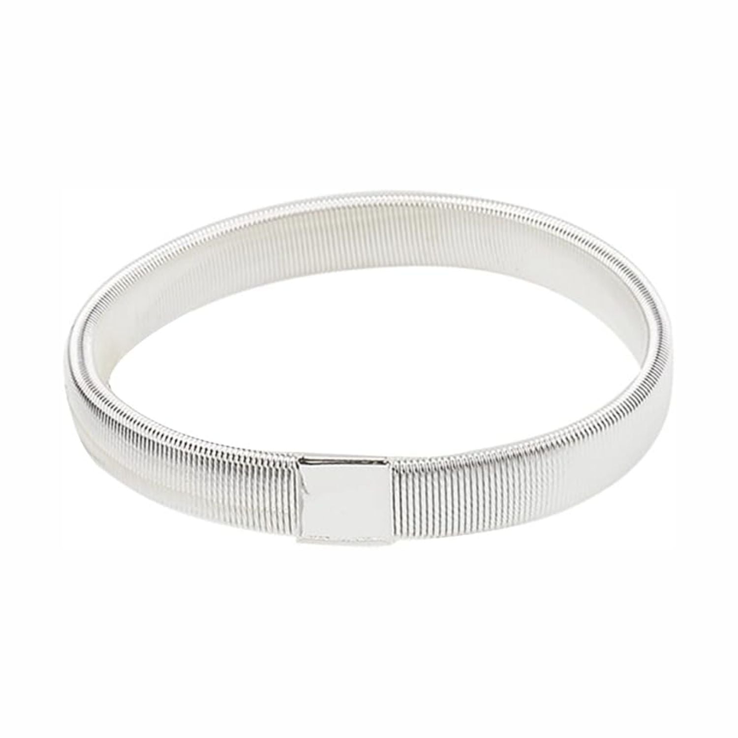 Elastic Silver Stretch Bracelet, Ribbed Design, Anti-Slip Shirt Sleeve Metal Armbands Stretch Elastic Armbands Bracelet Sleeve Holders for Men and Women 1 pcs