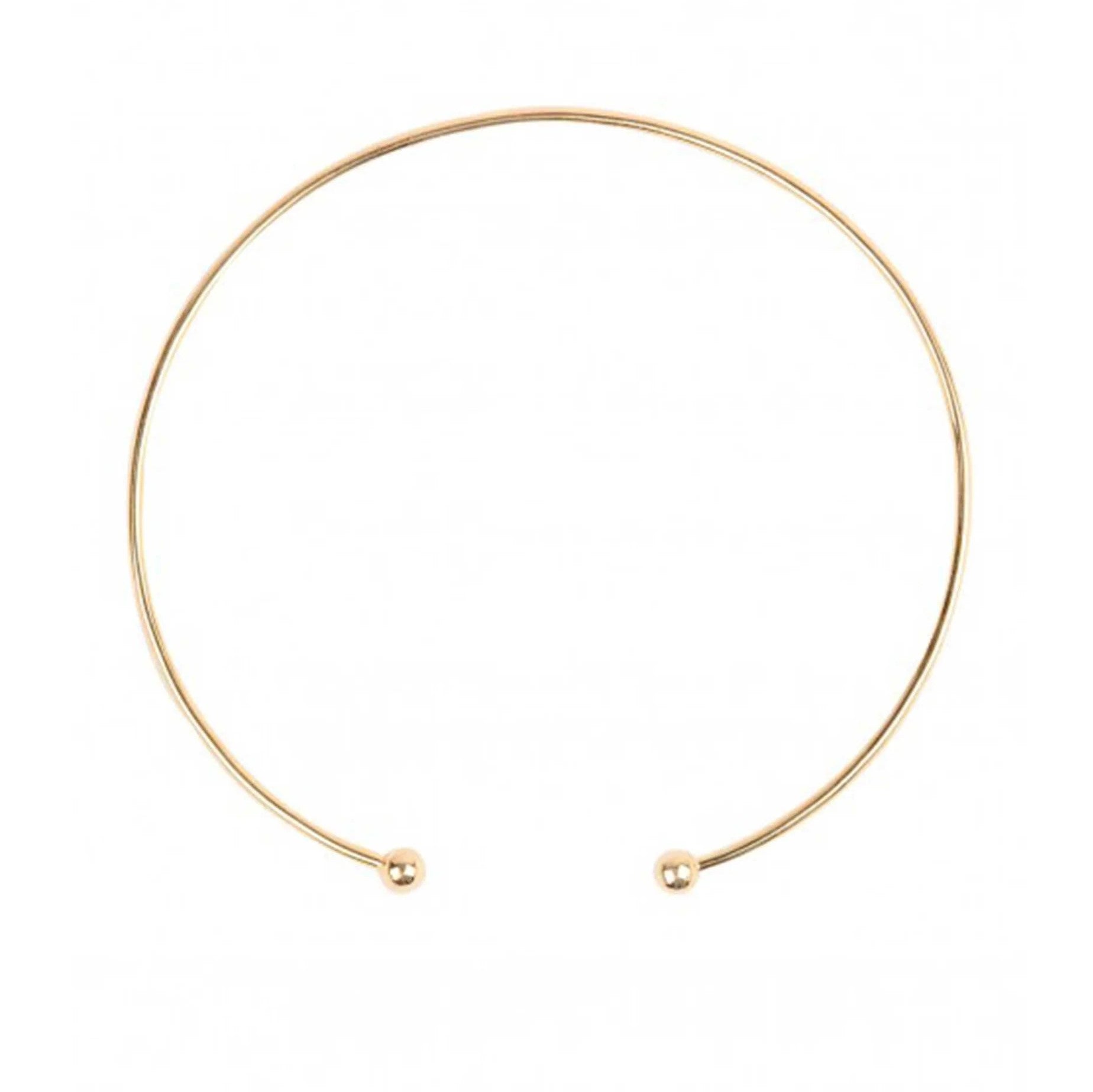 Fashion Open Cuff Design Stainless Steel Gold Plated Iron Ball Decor Cuff Choker Necklace for Womes