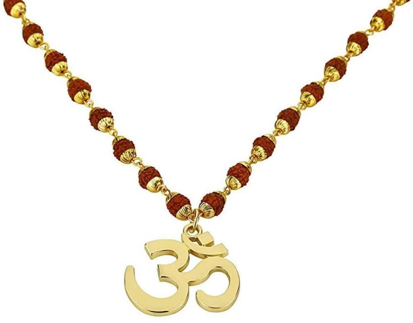 Rudraksh Gold Plated Traditional Om Inspired Mala Pendant Set for Men & Women