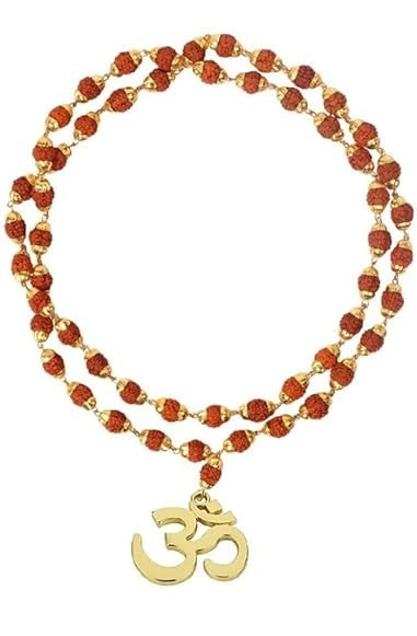 Rudraksh Gold Plated Traditional Om Inspired Mala Pendant Set for Men & Women