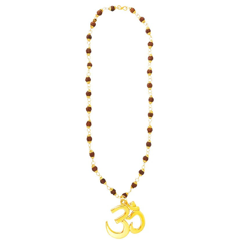 Rudraksh Gold Plated Traditional Om Inspired Mala Pendant Set for Men & Women