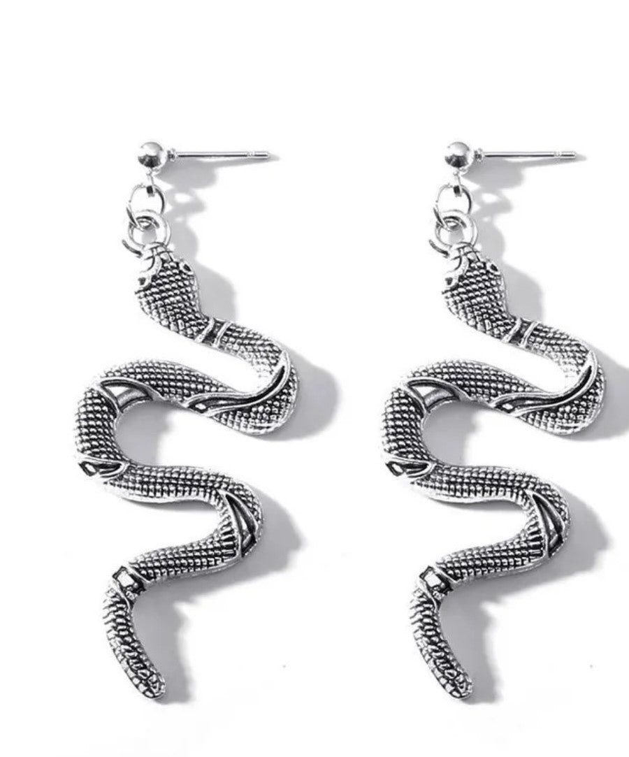 New Punk Snake Design Statement Earrings Jewellery Golden Retro Long Reptile Animal Snake Pendant Earrings for Women