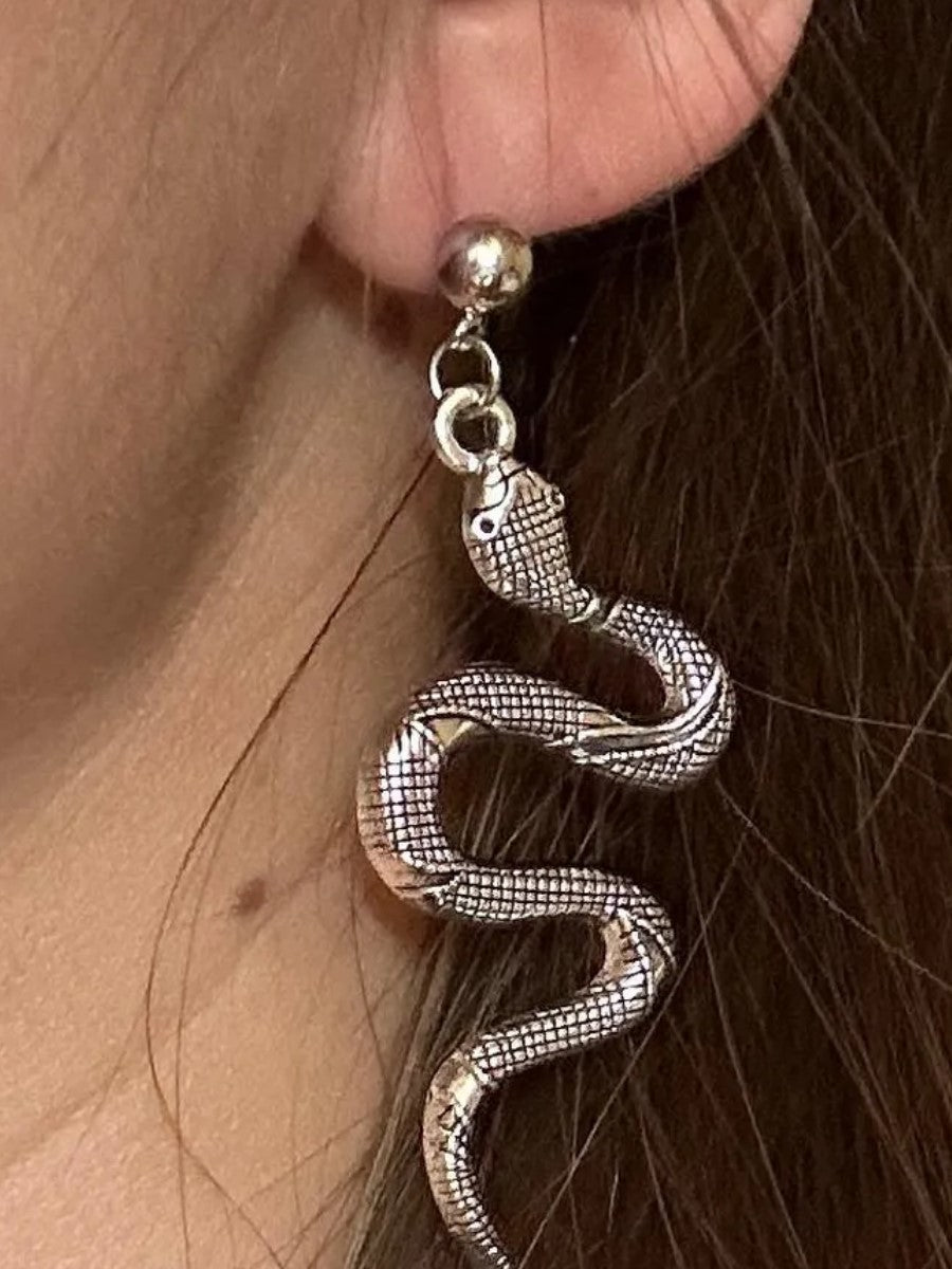 New Punk Snake Design Statement Earrings Jewellery Golden Retro Long Reptile Animal Snake Pendant Earrings for Women
