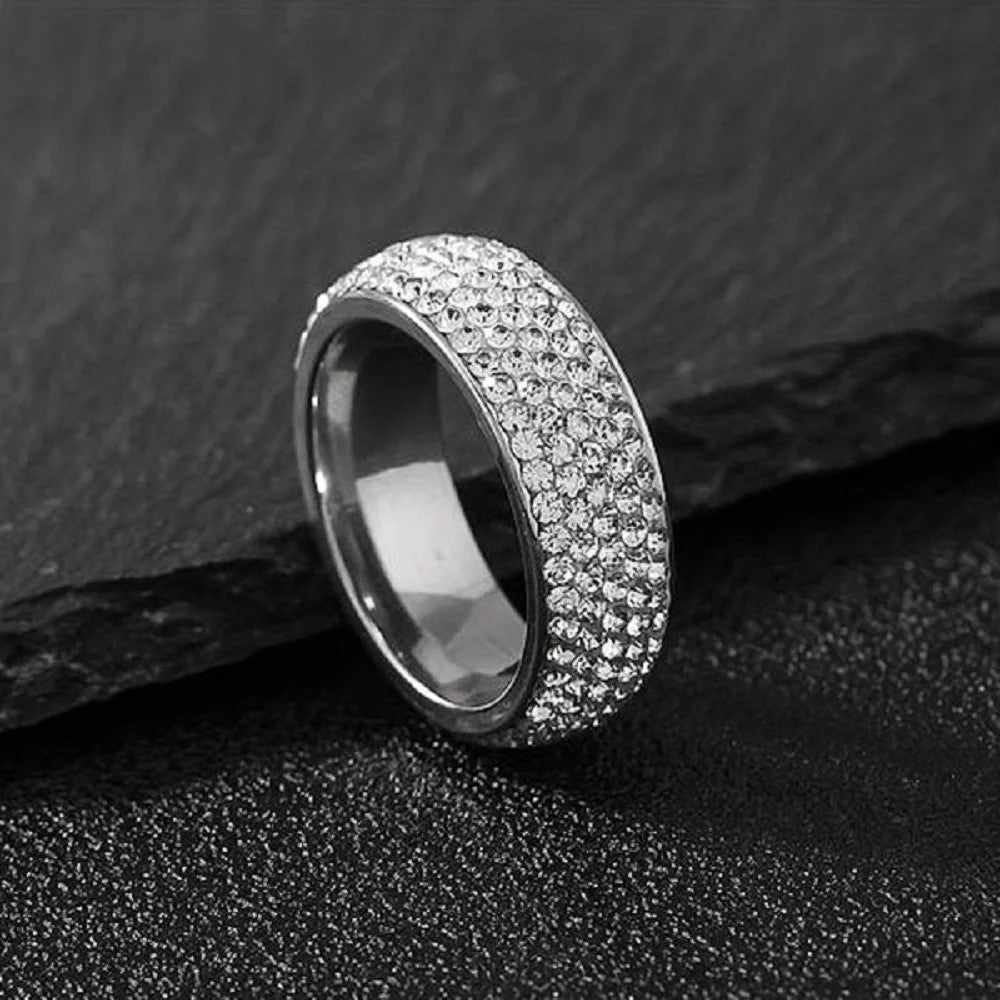Stylish Diamond Ring For Men And Women | Proposal Couple Band Ring | Five Row Diamond Ring | Jewellery | Finger Rings Size 17-21