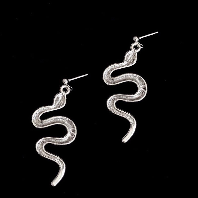 New Punk Snake Design Statement Earrings Jewellery Golden Retro Long Reptile Animal Snake Pendant Earrings for Women