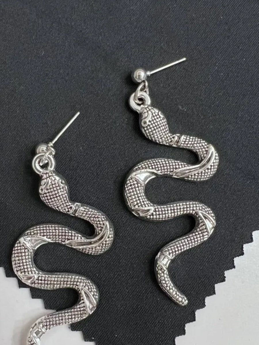 New Punk Snake Design Statement Earrings Jewellery Golden Retro Long Reptile Animal Snake Pendant Earrings for Women