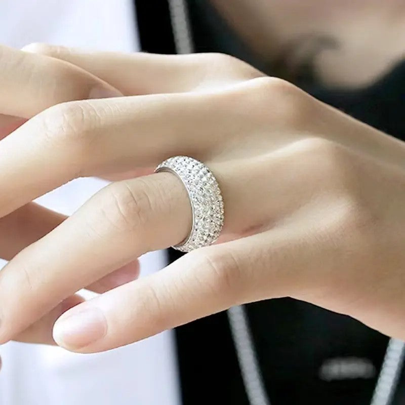 Stylish Diamond Ring For Men And Women | Proposal Couple Band Ring | Five Row Diamond Ring | Jewellery | Finger Rings Size 17-21