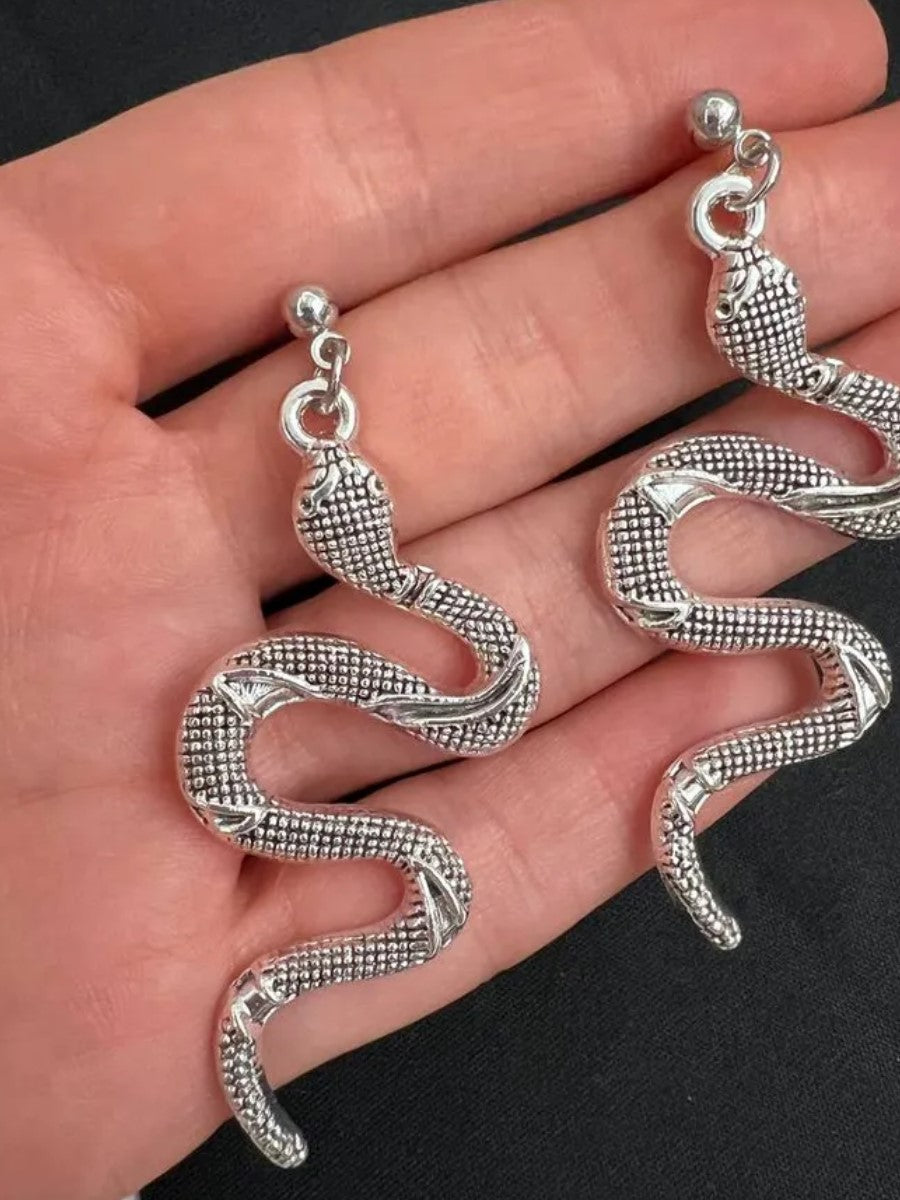 New Punk Snake Design Statement Earrings Jewellery Golden Retro Long Reptile Animal Snake Pendant Earrings for Women