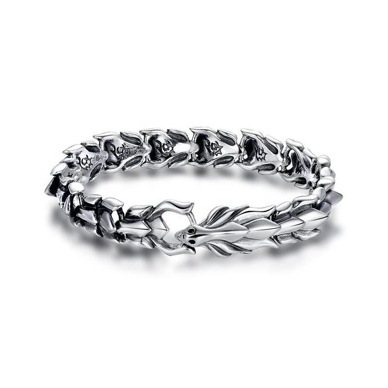 Elegant Gold-Plated Chunky Chain Bracelet, Statement Fashion Jewellery, Geometric Design 14mm 21cm Dragon Head Bracelet Unique Dragon Mens