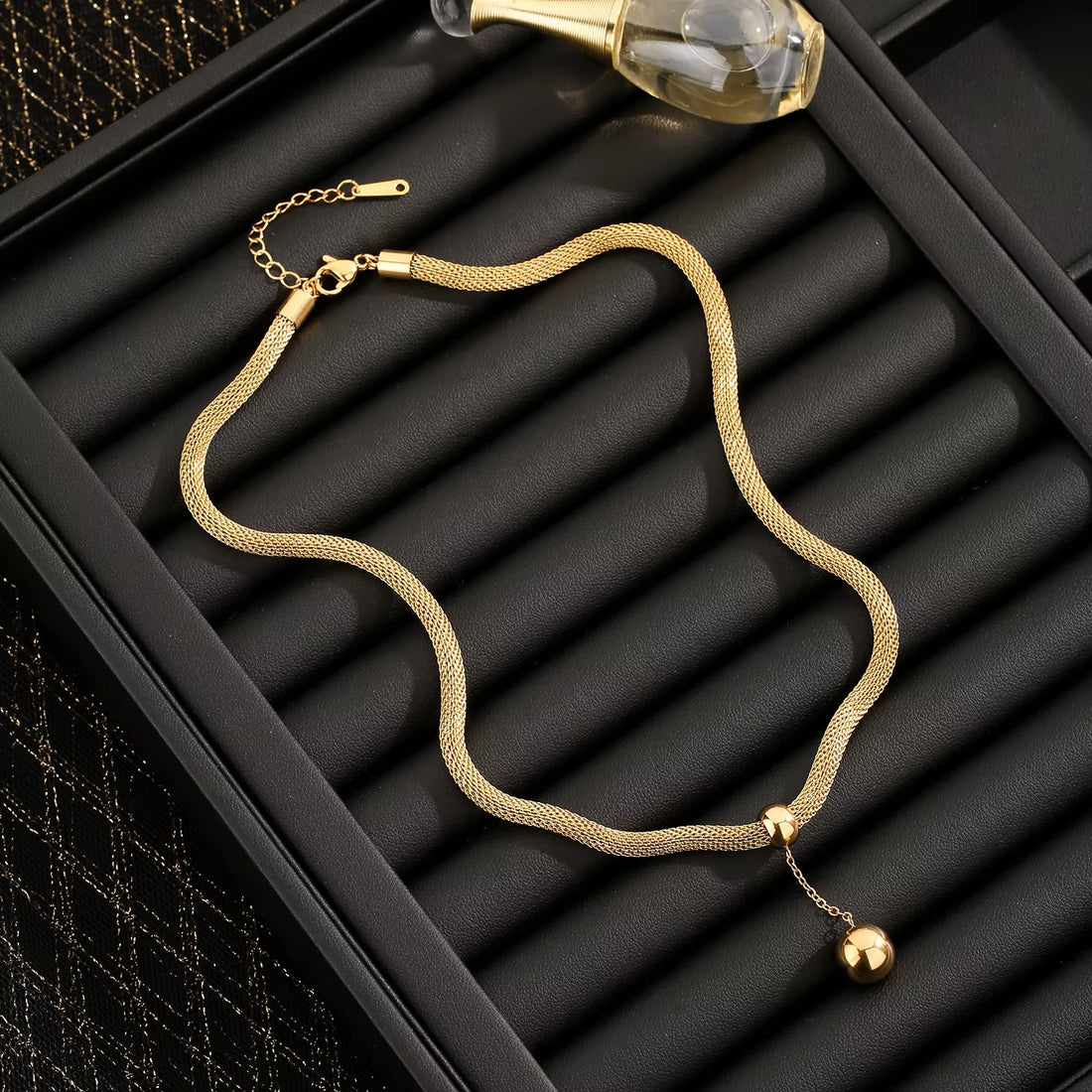 Fashion Jewellery 18k Gold Plated Waterproof Ball Pendant Necklace Bracelet Drop Earrings Stainless Steel Fine Sets for Women 3 Pieces