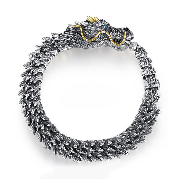 Silver Handmade Dragon Chain Bracelet - Unique Vintage-Style Dragon Bracelet for Men and Women, Retro-Inspired Handmade Jewellry