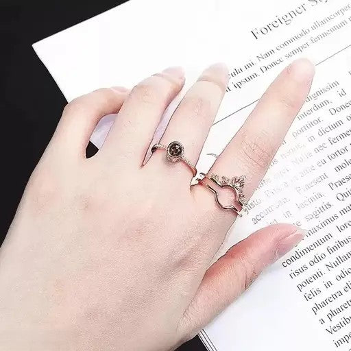 Design Adjustable Ring, I00 Language Written I Love You Rings Cubic Zirconia Rose Gold Combo Rings Women Girl Couple Rings Valentine Fancy Party Wear