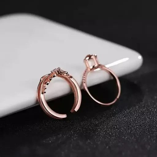Design Adjustable Ring, I00 Language Written I Love You Rings Cubic Zirconia Rose Gold Combo Rings Women Girl Couple Rings Valentine Fancy Party Wear