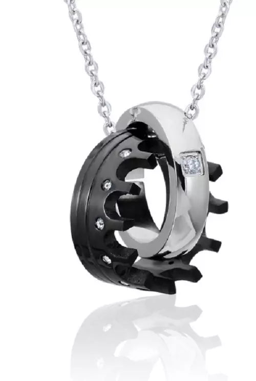 Stainless Steel Silver Black Color Necklace Pendant with O-Chain For Men Boys Women