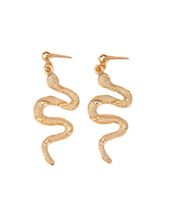 Snake Design Gold-Toned Drop Earrings Trendy Gold Metal Snake Earrings for Women Alloy Party Jewellery Earrings