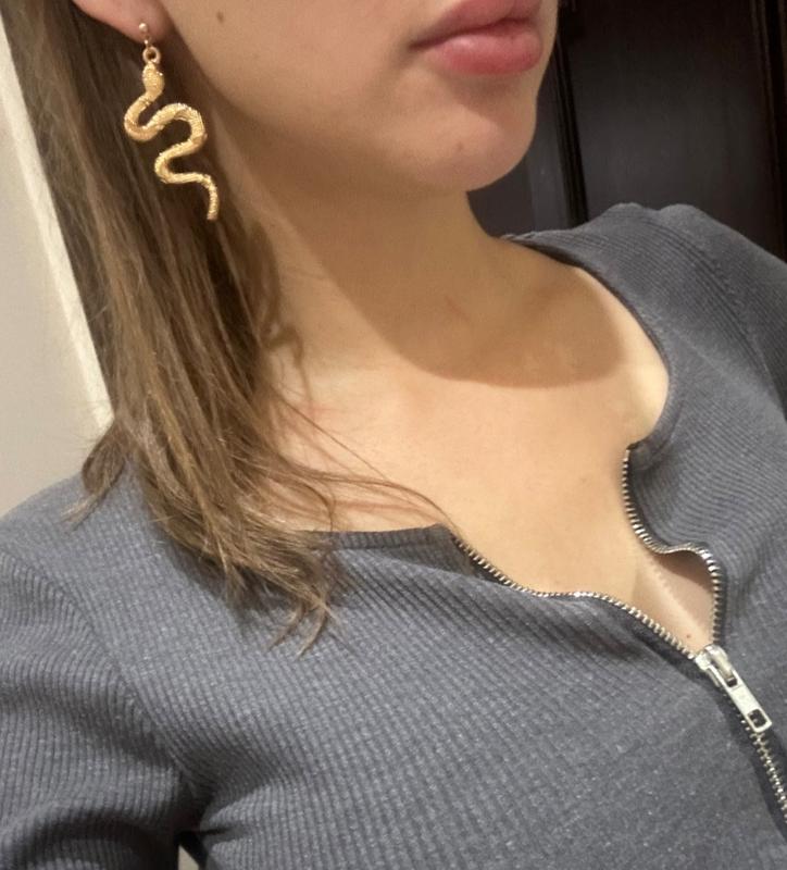 Snake Design Gold-Toned Drop Earrings Trendy Gold Metal Snake Earrings for Women Alloy Party Jewellery Earrings