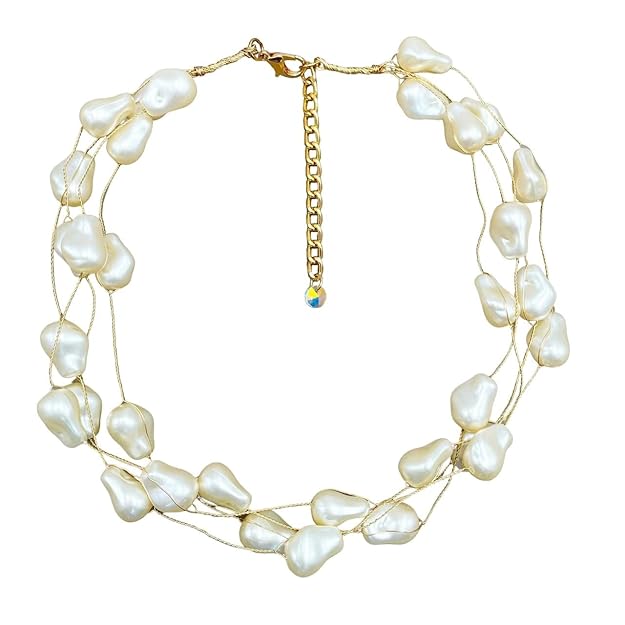 Unique Design Pearl Exquisite Necklace White 18K Gold Anti Tarnish Pearl Layer Necklace For Women