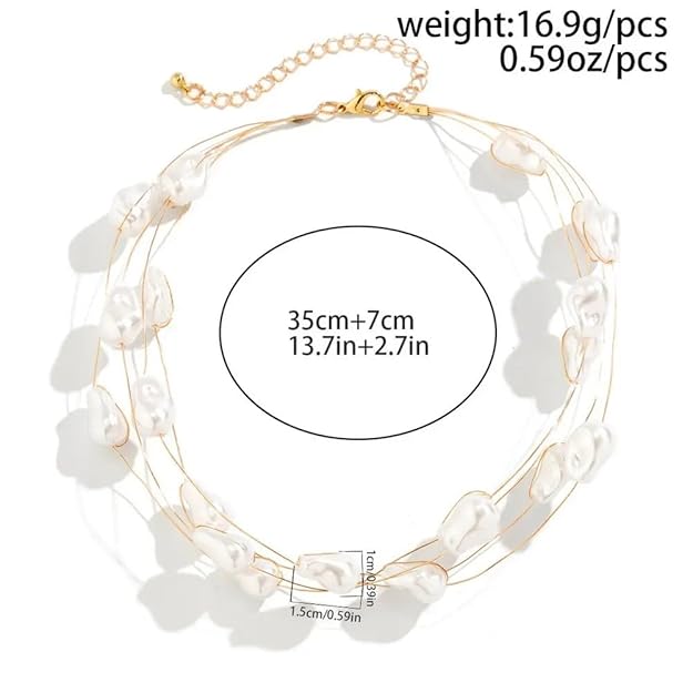 Unique Design Pearl Exquisite Necklace White 18K Gold Anti Tarnish Pearl Layer Necklace For Women